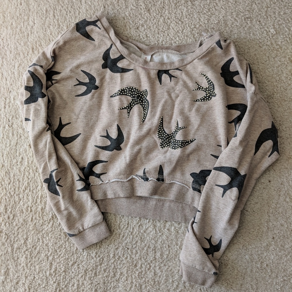 Bird print crop sweater